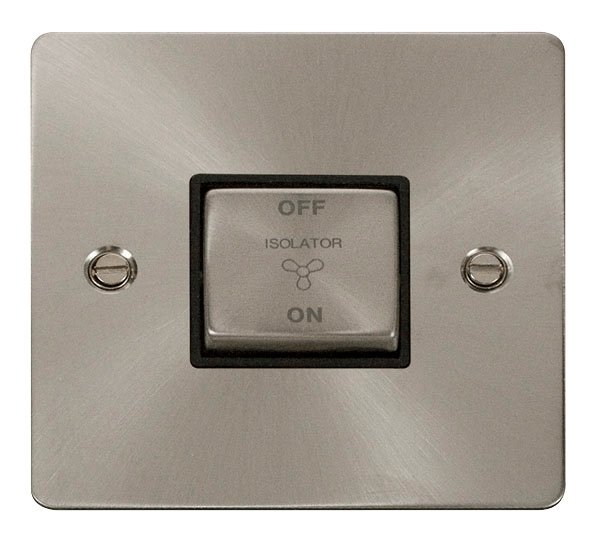 Click Define 3Pole Fan Isolator Brushed Steel Black Insert FPBS520BK