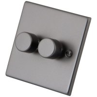 Gunmetal Grey 2 Gang 2 Way 400W Dimmer 6104-022