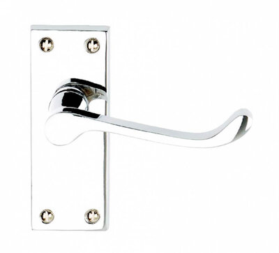 Victorian Scroll Latch Door Handle Polished Chrome