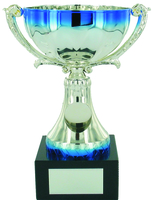 15cm Silver & Blue Metal Cup with Centre | TC