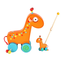 Wooden toddler giraffe push and roll toy - two ways of using it