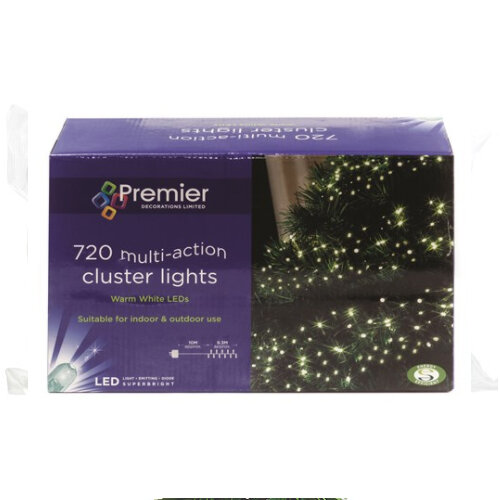 Buy Premier Decorations 720 LED Cluster Lights Warm White online