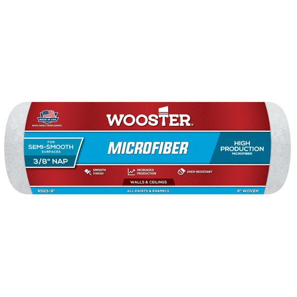 Wooster 9" Microfibre Roller Sleeve 3/8 Nap (Semi Smooth) in Packet