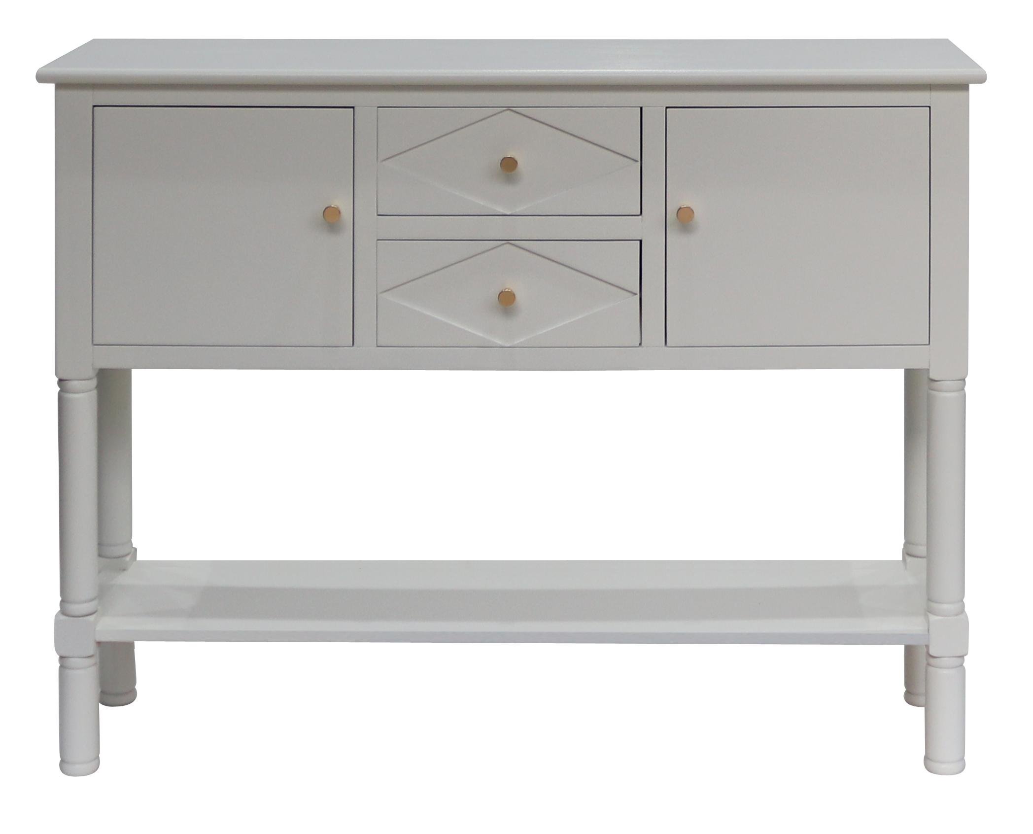 Neutral White 2 Door 2 Drawer 1 Shelf Sideboard 106x28x81cm