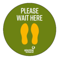Circular Reception "Please Wait Here" Vinyls x4 Types 300x300mm