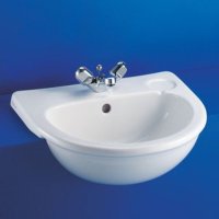 SANDRINGHAM 50cm SEMI RECESSED BASIN 2 TAPHOLE NO CHAINSTAY S2462 WHITE