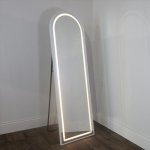 LED Cheval Arch Mirror 160cm x 20cm - White 