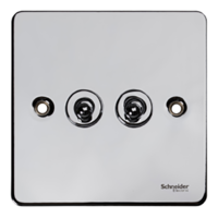 Schneider Flat Plate 2 Gang 2 Way Toggle Switch