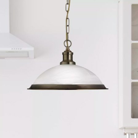 Bistro Pendant in antique brass metal with alabaster glass, product code 1591AB