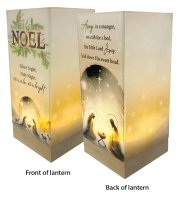 Glass Lantern/Wood Base/Nativity  (84615)