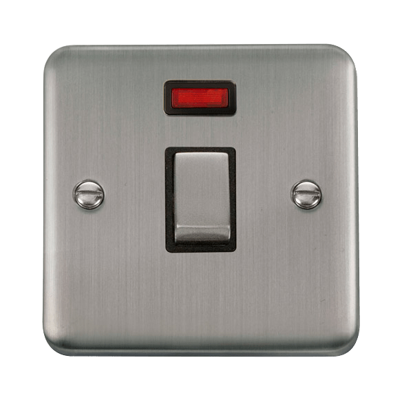 Click Deco Plus 20A DP Switch+ Neon Stainless Steel Black Insert DPSS723BK