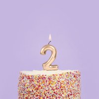 Gold Number '2' Candle
