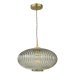 EDMOND 1LT PENDANT ANTIQUE BRASS RIBBED SMOKED GLASS