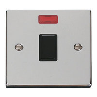 Click Deco CLICKVPCH623BK Polished Chrome 20A Switch Neon Black Trim