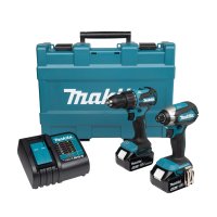 Makita DLX2537ST 18V LXT twin kit with DHP490 combi drill, DTD153 impact driver and 2 x 5.0Ah batteries.