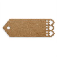Gift Tags With Hearts Edge Kraft - 70 x 25mm Pack of 10