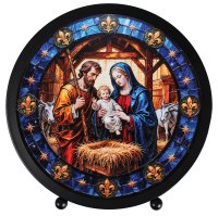 Metal Plaque with Light/Nativity   (89102)