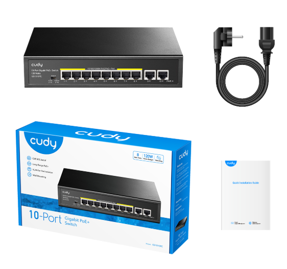 Cudy 8 Port Gigabit PoE + Switch + 2Gb Uplink 120W GS1010PE