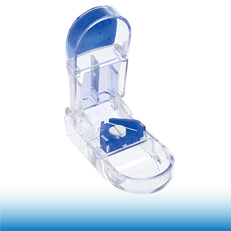 This clear pill cutter is used to make it easier to half medication