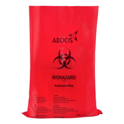 Biohazard Disposable Autoclave Bags, PP, Size 45.72 x 55.88cm, Red, Maximum Temp 135°C, 200 units