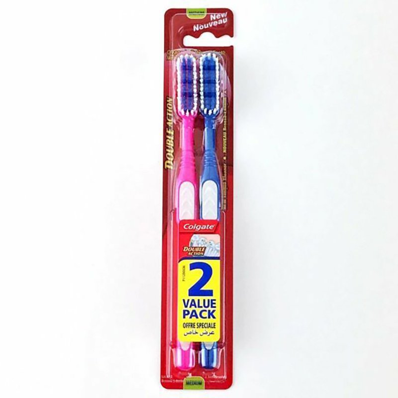 Colgate Double Action Twin Pack Medium Toothbrush