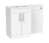 Tucker French Dorking 1100mm Back To Wall Floor Standing L-Shaped Left Hand Basin Unit Matt White