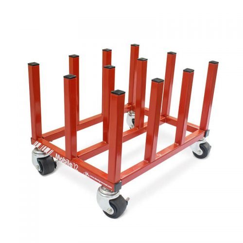 PlastGrommet Mobile Floor Rack 16 Rolls 3inch Core