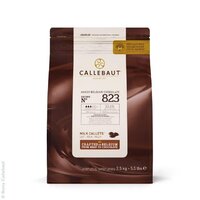a brown bag of barry callebaut milk chocolate callets