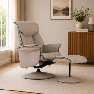 Image Kenmare Chair & Footstool Grey