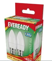 S15297 EVEREADY LED CANDLE BC 40W W/WHITE BULB PK2 X 6