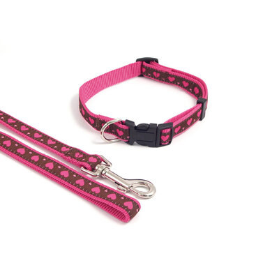 Rosewood Pink Heart Collar 25 - 35cm