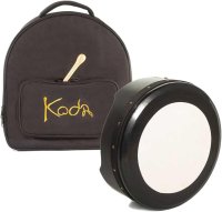 Koda 16" x 5" Plain Goatskin Deep Rim Hand Tuneable Bodhran with Solid Wooden Black Frame - Supplied with Beater and Bag
