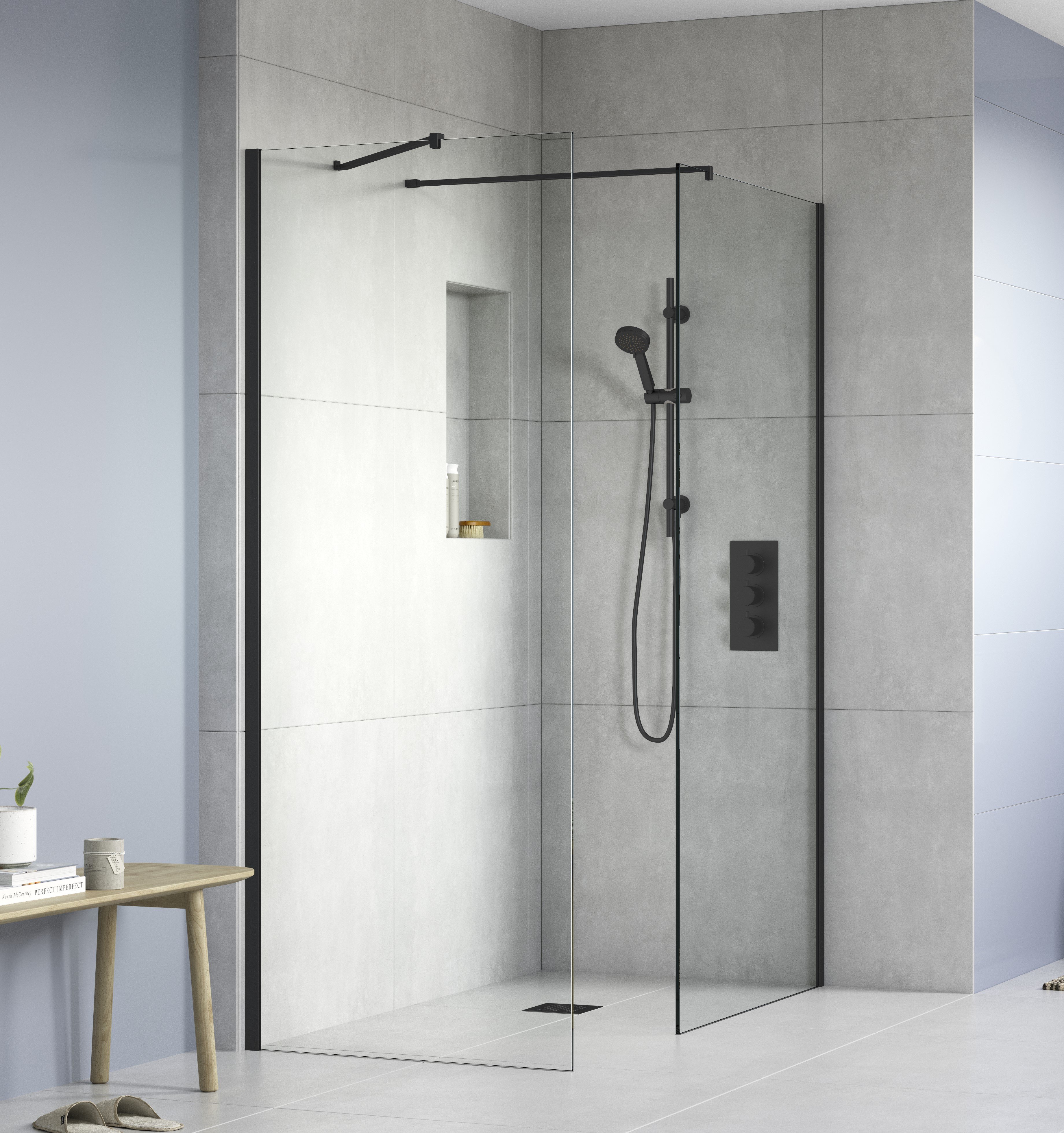 FLAIR AYO 8MM MODULAR WETROOM 1500MM BLACK COMPLETE