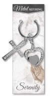 Metal Key Ring/Cross With Heart  (74903)