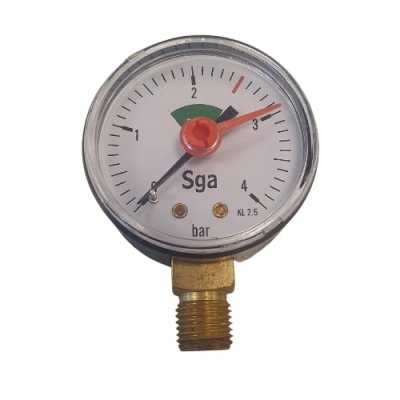 Manometer Ø50 0/4b groen veld 1/4 radiaal