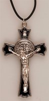 Metal/Black Enamel Benedict Crucifix- 3 inch   (1227/BK)