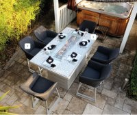 Santorini Bar Table with Fire Pit + 6 Stools