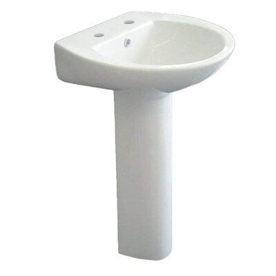 Combination 550mm Basin 2 Tap Hole and Pedestal