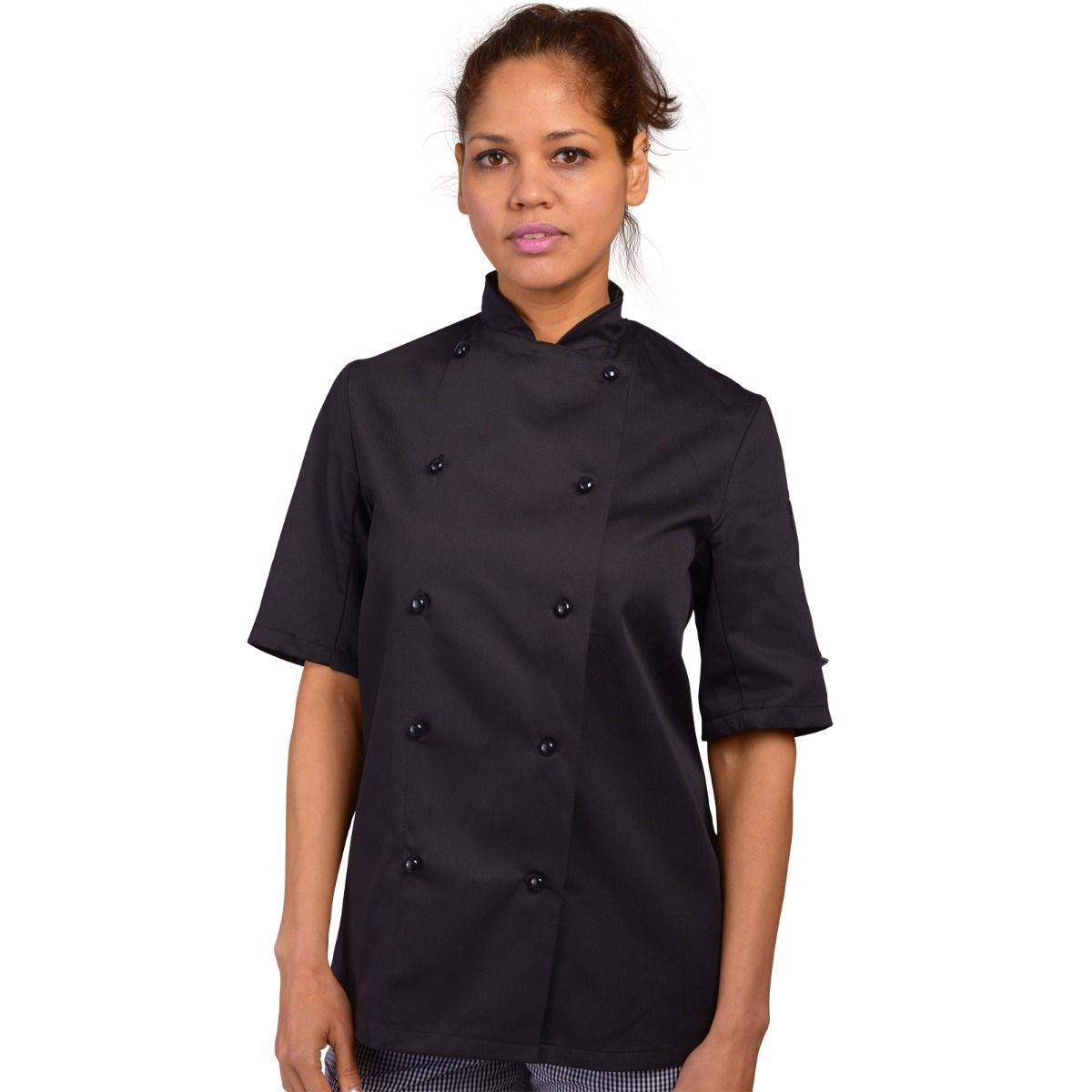 AFD CHEF JACKET BLACK STUD BUTTON THERMO COOL PANEL