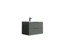 AVARA FLUTED 60CM WALL HUNG UNIT ONLY MATT SAGE GREEN