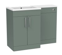 Tucker French Dorking 1100mm Back To Wall Floor Standing L-Shaped Left Hand Basin Unit Matt Sage Green