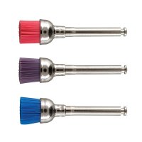 Coloured bristles for easy identification of brush hardness.