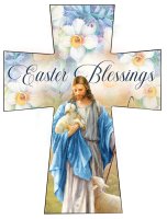 Resin Standing Cross/Easter Blessings   (12932)