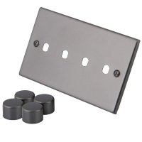 Gunmetal Grey 4 Gang Dimmer Plate c/w Knob 6104-224