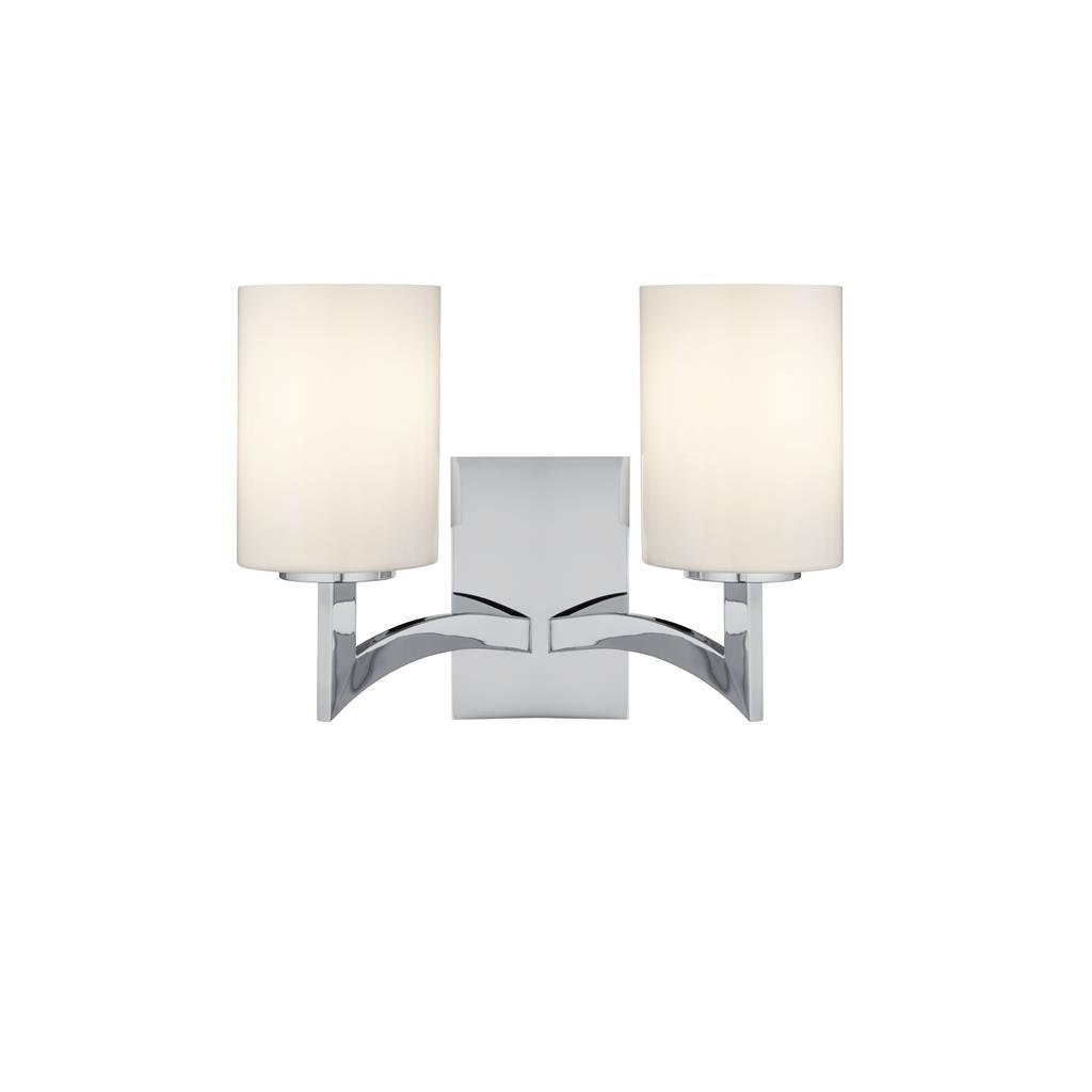 Searchlight Gina 2Lt Wall Light - Chrome & White Glass Shades