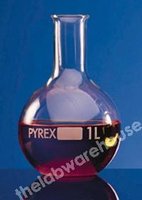 Flask Pyrex Glass Flat Bottom Narrow Neck 50m