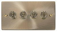 Deco Antique Brass 10 Amp 4 Gang 2 Way Toggle Switch