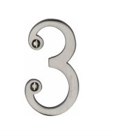 C1560-3-SN - Heritage Brass Numeral 3 Face Fix 76mm (3") Satin Nickel Finish