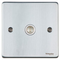 Schneider Ultimate Low Profile Tv Co-Axial Point Brushed Chrome with White Insert | LV0701.0018