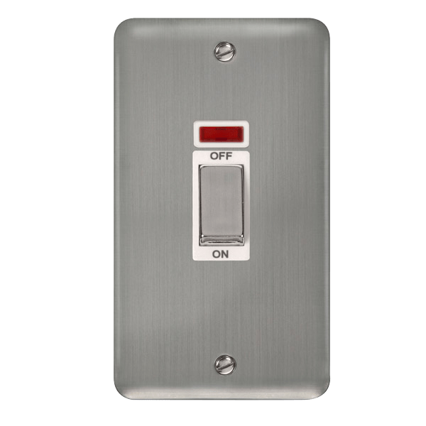 Click Deco Plus 2G 45A DP Switch Stainless Steel White Insert DPSS503WH